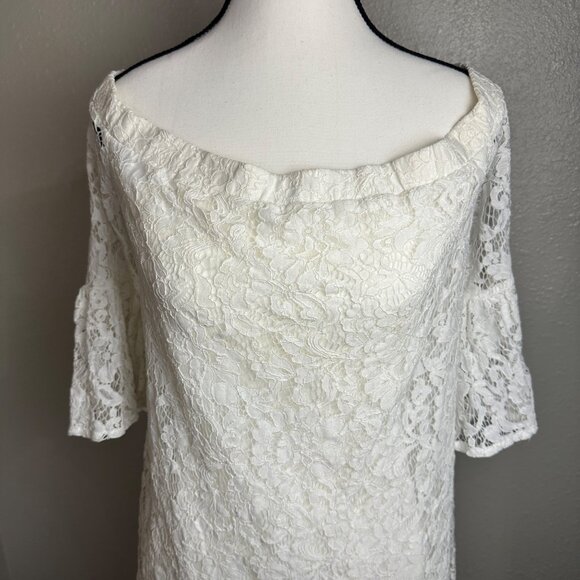 Eye Of The Neddle Womens Off Shoulder Dress Ivory Sz M/L Feminine Whismsical - Picture 3 of 16